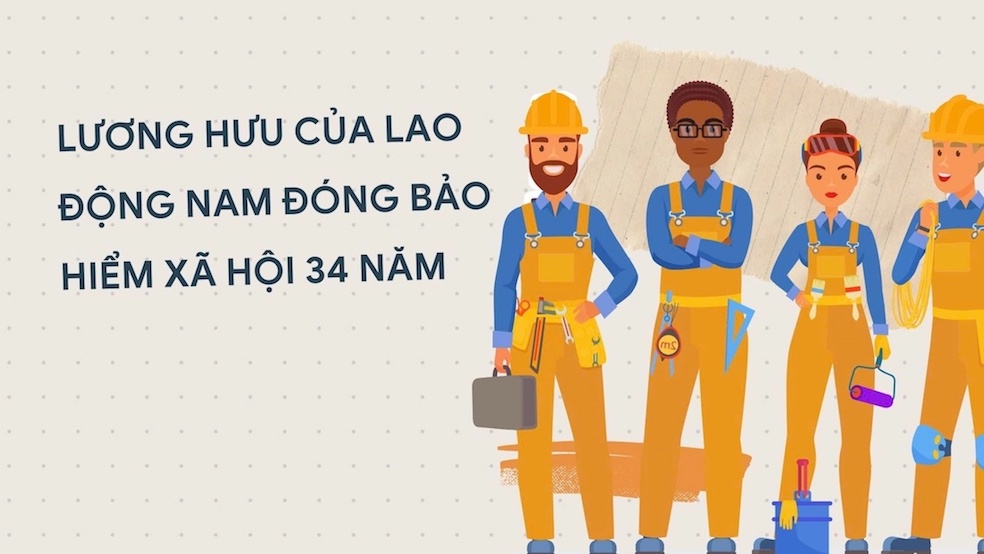 Lương hưu của lao động nam đóng bảo hiểm xã hội 34 năm.