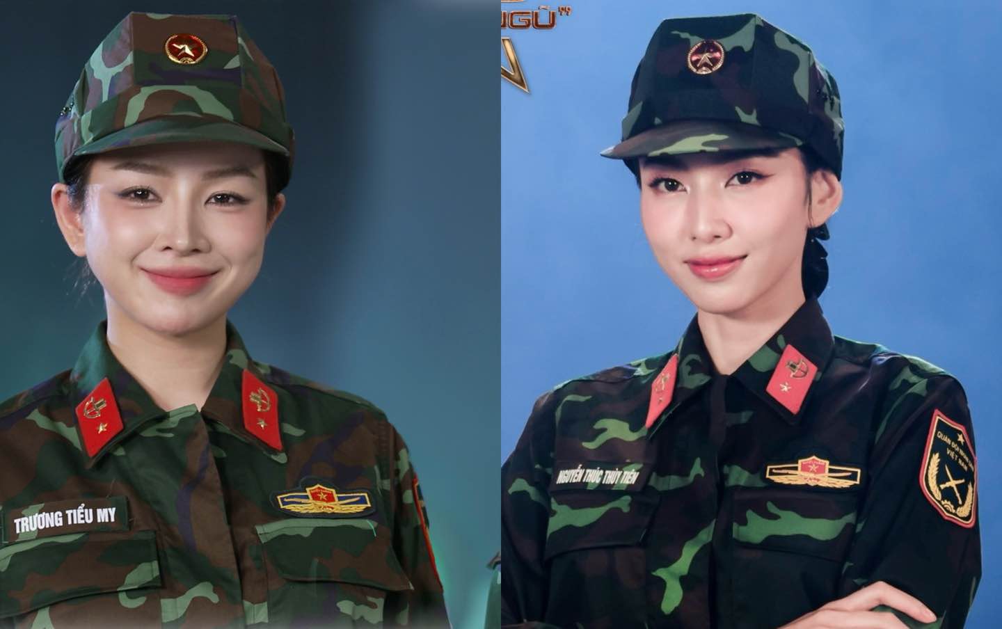 Hoa hậu Thùy Tiên (bên phải) và DJ Mie trong chương trình "Sao nhập ngũ 2024". Ảnh: NSX