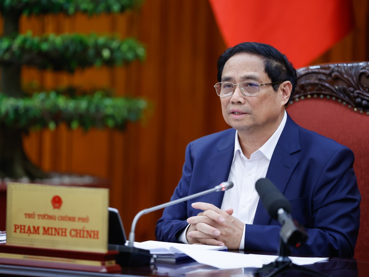 Thủ tướng Chính phủ Phạm Minh Chính chủ trì phiên họp lần thứ nhất Ban Chỉ đạo tổng kết 20 năm thực hiện mô hình tổ chức bộ máy của Chính phủ. Ảnh: Nhật Bắc