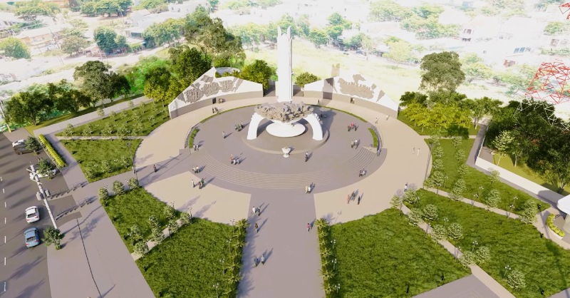 A general view of the old Dũng sĩ Điện Ngọc monument (top) and the proposed design (bottom). Photo by Nguyễn Hoàng