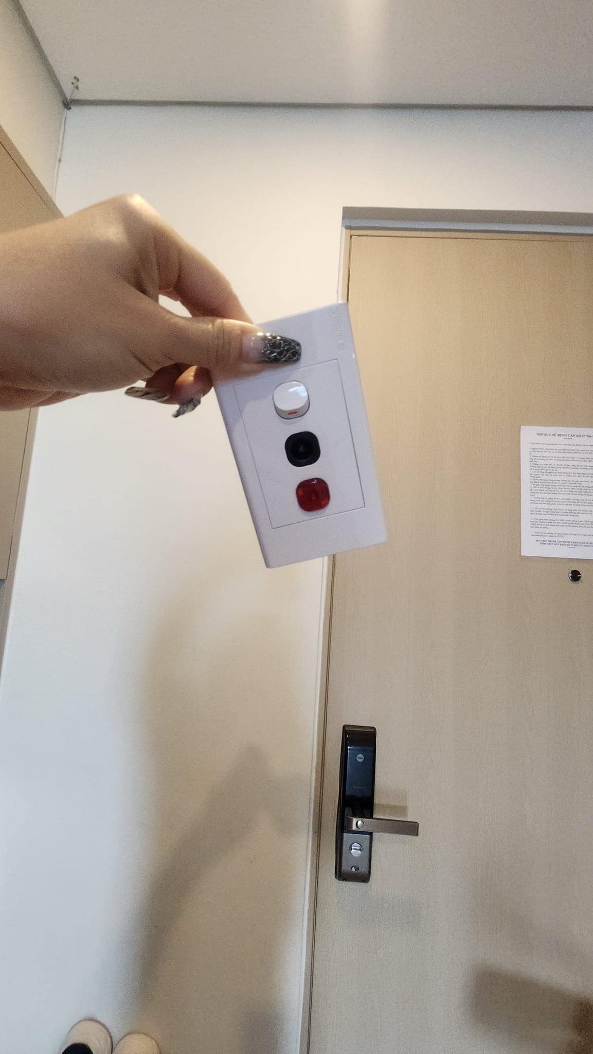 Hidden camera disguised as an electrical outlet. Photo: Ly Lan