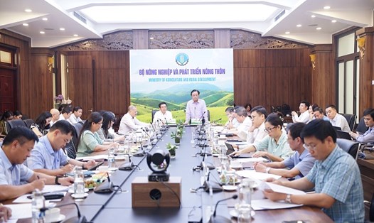Bộ trưởng Bộ NNPTNT Lê Minh Hoan và Bộ trưởng Bộ Công Thương Nguyễn Hồng Diên chủ trì cuộc họp đề xuất thành lập Hội đồng lúa gạo Quốc gia. Ảnh: Văn Giang