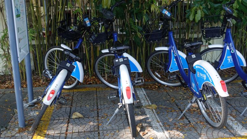Xe đạp công cộng Đà Nẵng vắng khách. Ảnh: Trần Thi
