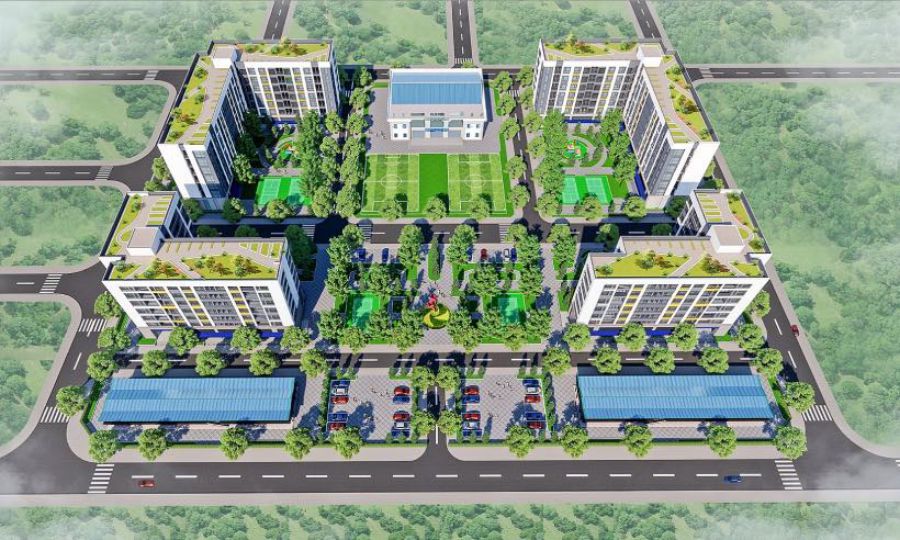 Phối cảnh Dự án Thiết chế Công đoàn tại Tiền Giang sau khi điều chỉnh quy hoạch 1/500. Ảnh: Thành Nhân