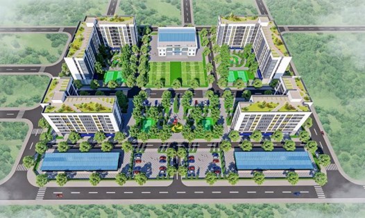 Phối cảnh Dự án Thiết chế Công đoàn tại Tiền Giang sau khi điều chỉnh quy hoạch 1/500. Ảnh: Thành Nhân