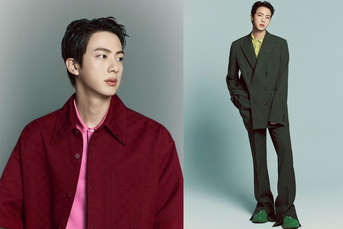 Jin wears Gucci's outfit. Photo: WWD