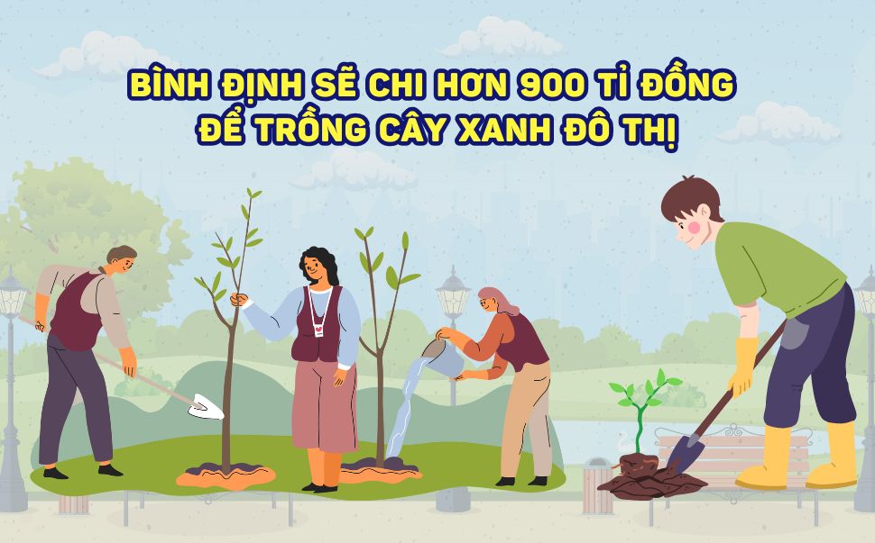 Bình Định sẽ chi hơn 900 tỉ đồng để trồng cây xanh đô thị. Đồ họa: Phương Thảo
