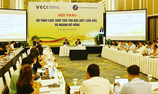 Các chuyên gia góp ý về dự thảo Luật Thuế tiêu thụ đặc biệt. Ảnh: Hương Giang