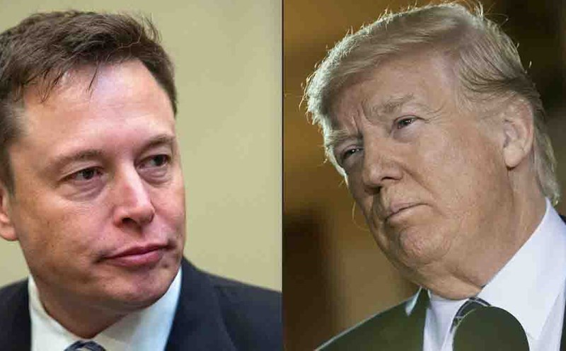 Tỉ phú Elon Musk (bên trái) và ông Donald Trump. Ảnh: AFP