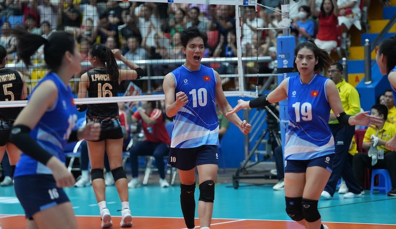 Tuyển bóng chuyền nữ Việt Nam gặp Indonesia ở trận mở màn chặng 2 SEA V.League 2024. Ảnh: VFV