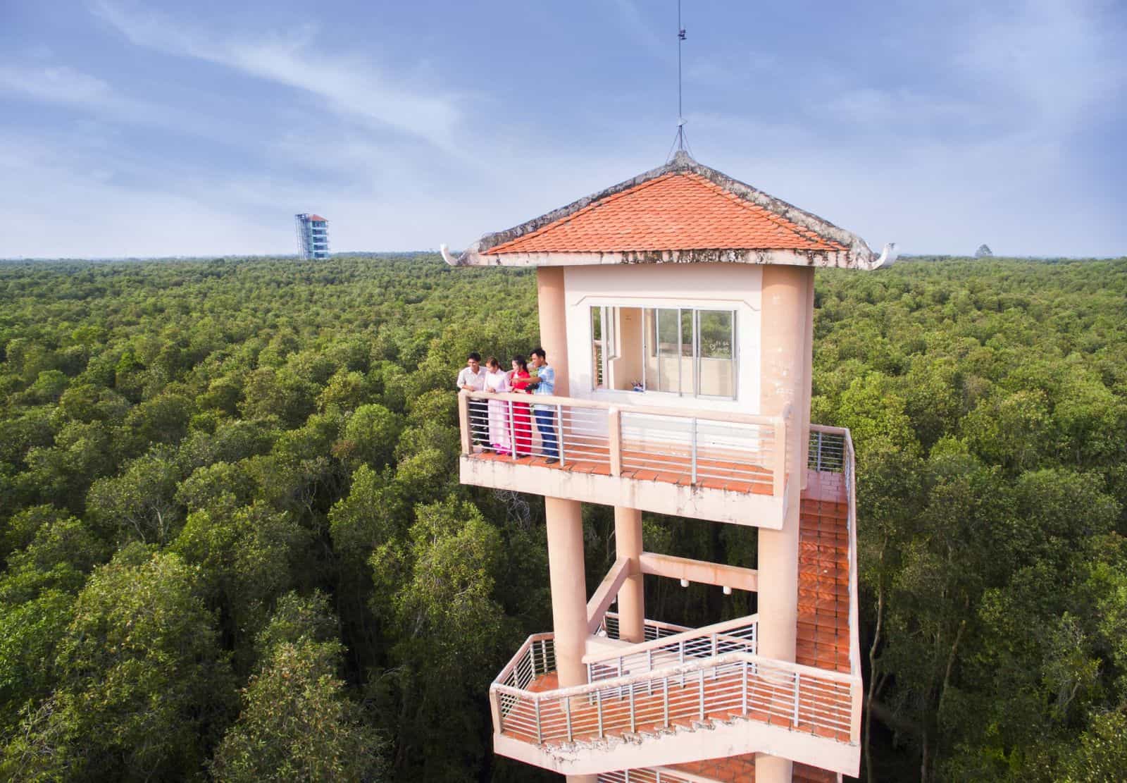 The observation tower offers a panoramic view of the area. Photo: Tan Lap Floating Village