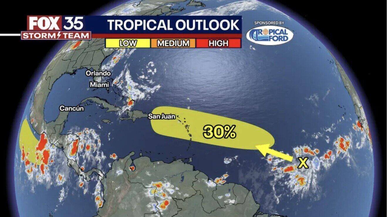 The low-pressure area is expected to strengthen into a hurricane next week. Photo: Fox35