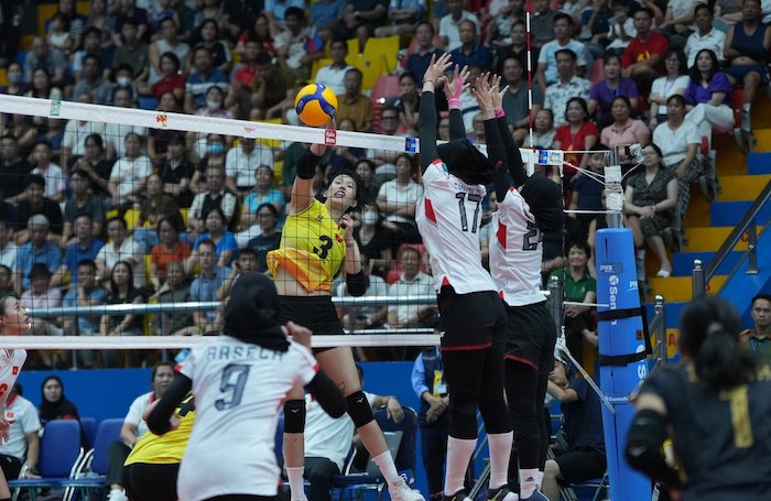 The Vietnamese women's volleyball team previously defeated Indonesia in the first leg of the SEA V.League 2024. Photo: VFV