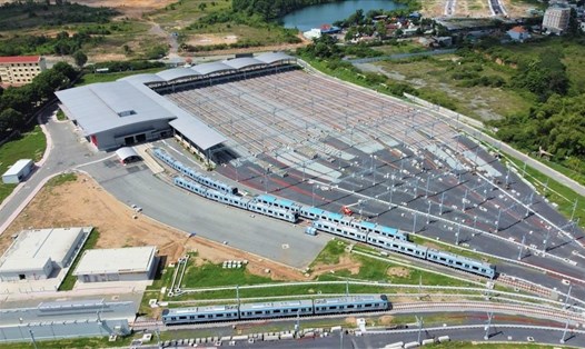 Các đoàn tàu Metro số 1 tại Depot Long Bình (TP Thủ Đức). Ảnh: Anh Tú