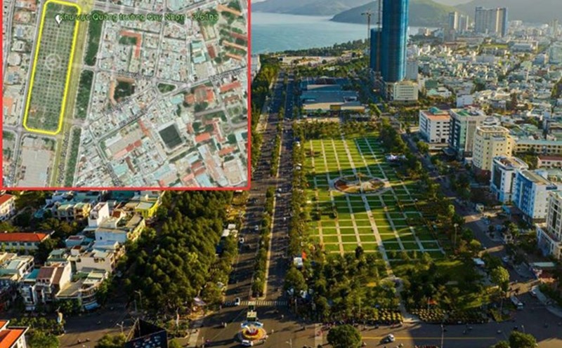 Khu vực Quảng trường Quy Nhơn (TP Quy Nhơn, Bình Định), nơi đang được thi ý tưởng thiết kế. Ảnh: Dũng Nhân