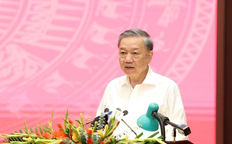 Tổng Bí thư, Chủ tịch nước Tô Lâm phát biểu tại cuộc làm việc với Hà Nội. Ảnh: VGP