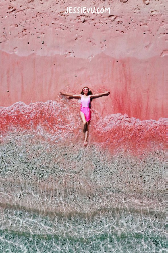 Pink Beach has a pink sand beach with a romantic and rare view of the clear blue water. Photo: Provided by the person