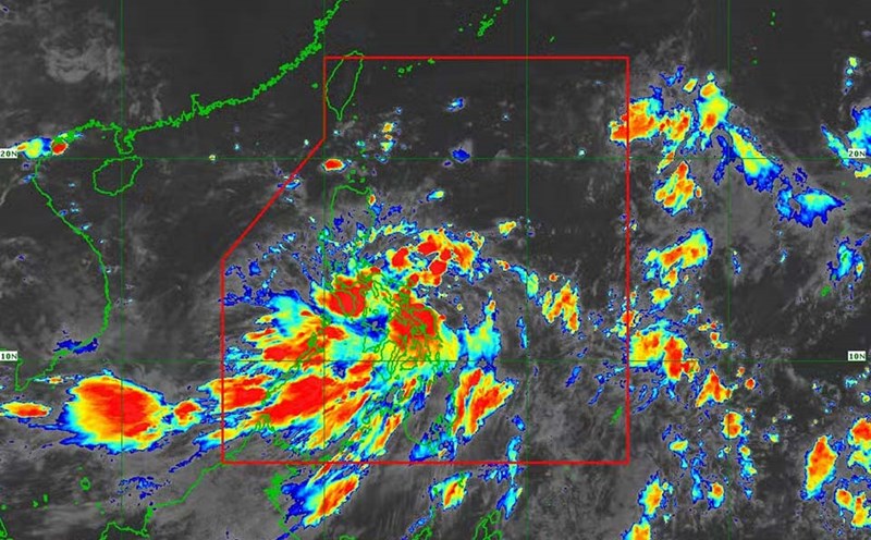 Vùng áp thấp nằm ở phía đông Đông Visayas đã phát triển thành áp thấp nhiệt đới vào lúc 8h sáng 1.9, được đặt tên là Enteng. Ảnh: PAGASA