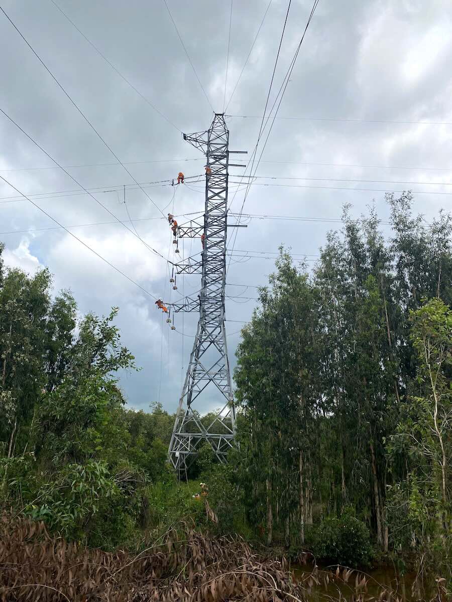 Long An Power Company focuses on implementing load switching to supply electricity to districts in Dong Thap Muoi area. Photo: EVNSPC