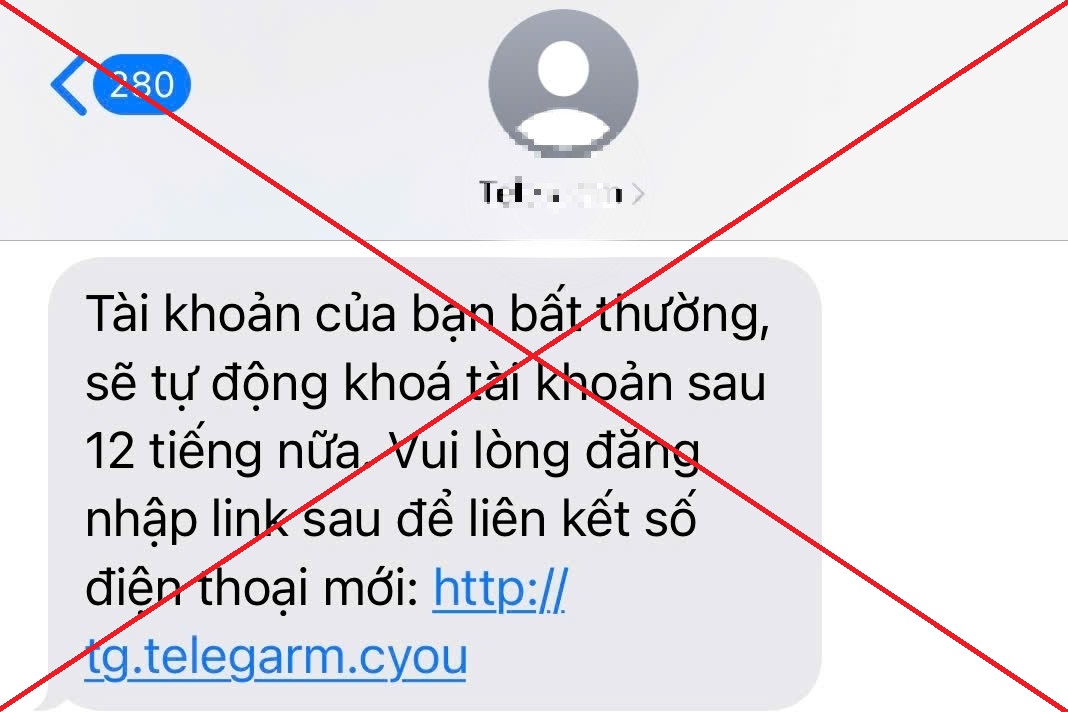 Tin nhắn lừa đảo do các đối tượng phát tán. Ảnh: CA 