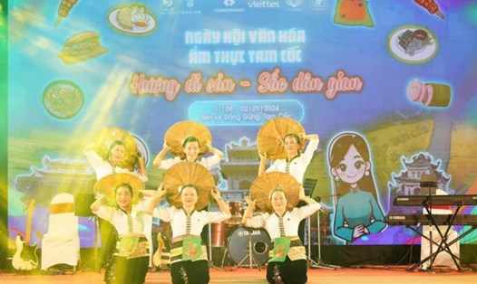 Lễ hội văn hóa ẩm thực Tam Cốc năm 2024 được tổ chức với chủ đề "Hương di sản - Sắc dân gian". Ảnh: Nguyễn Trường