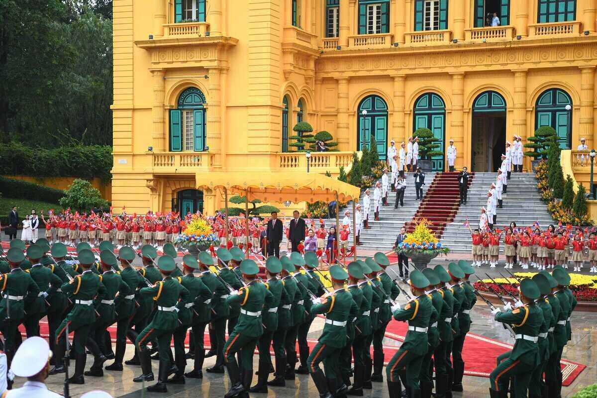 Scene of the welcoming ceremony at the Presidential Palace. Photo: Hai Nguyen