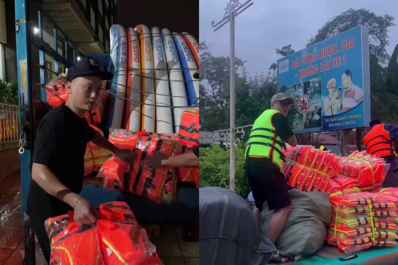 Mr. Hoang Van Chien and the support team went to Yen Bai city to provide relief to people. Photo: NDCC