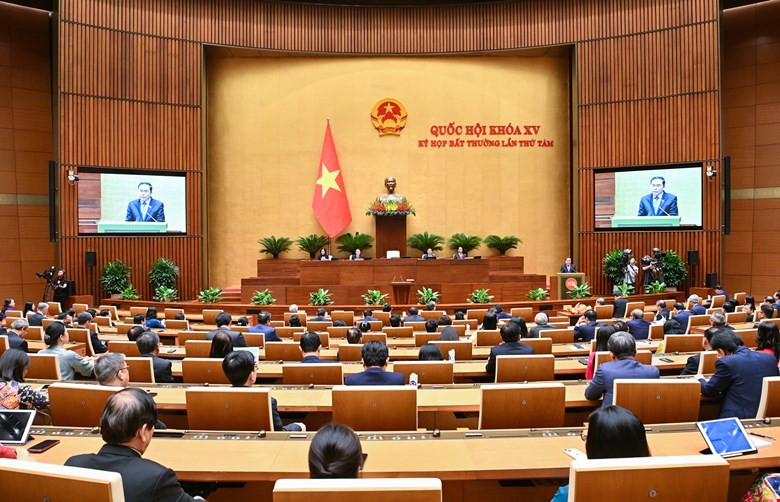 Phiên họp bất thường lần thứ 8, Quốc hội khóa XV. Ảnh: Quochoi.vn