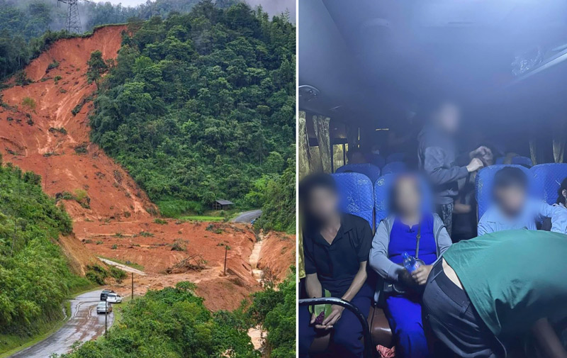 The scene and the last images of the passengers on the bus. Photo: Provided by local people.