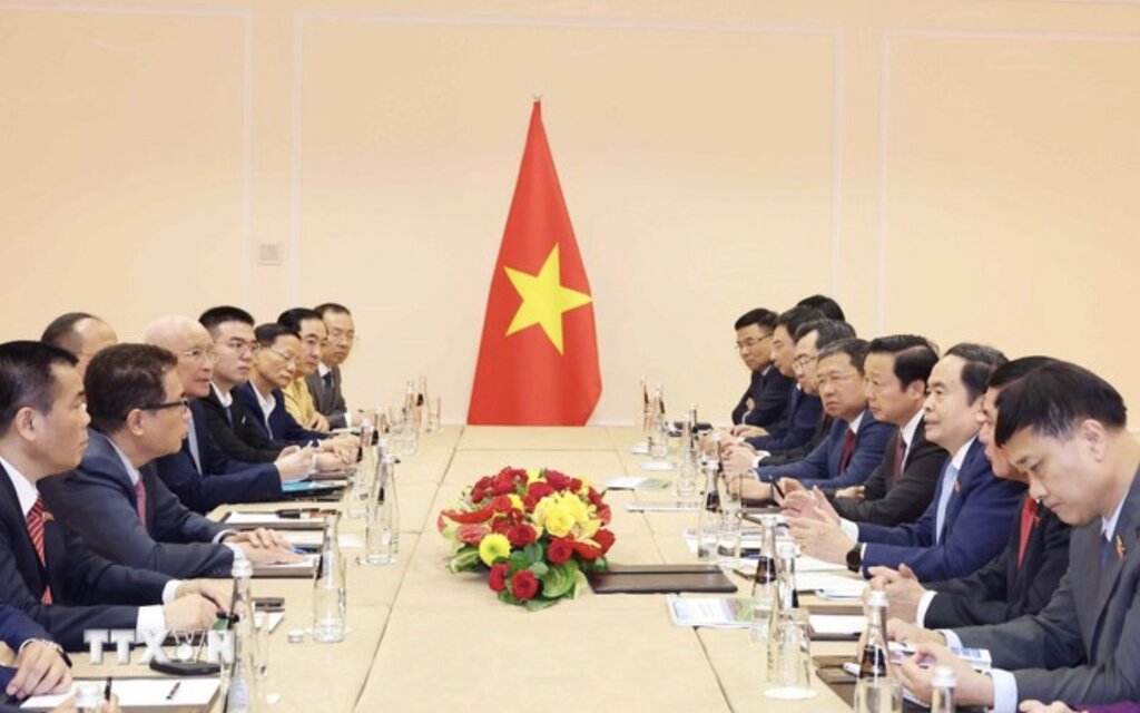 Chủ tịch Quốc hội Trần Thanh Mẫn hoan nghênh các doanh nghiệp Việt Nam đang đầu tư tại Nga khoảng 3 tỉ USD. Ảnh: TTXVN