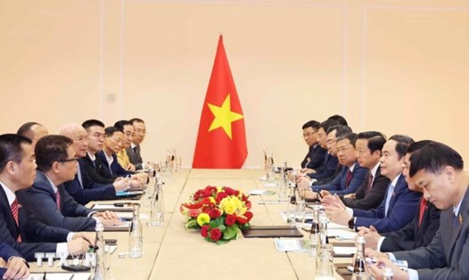 Chủ tịch Quốc hội Trần Thanh Mẫn hoan nghênh các doanh nghiệp Việt Nam đang đầu tư tại Nga khoảng 3 tỉ USD. Ảnh: TTXVN