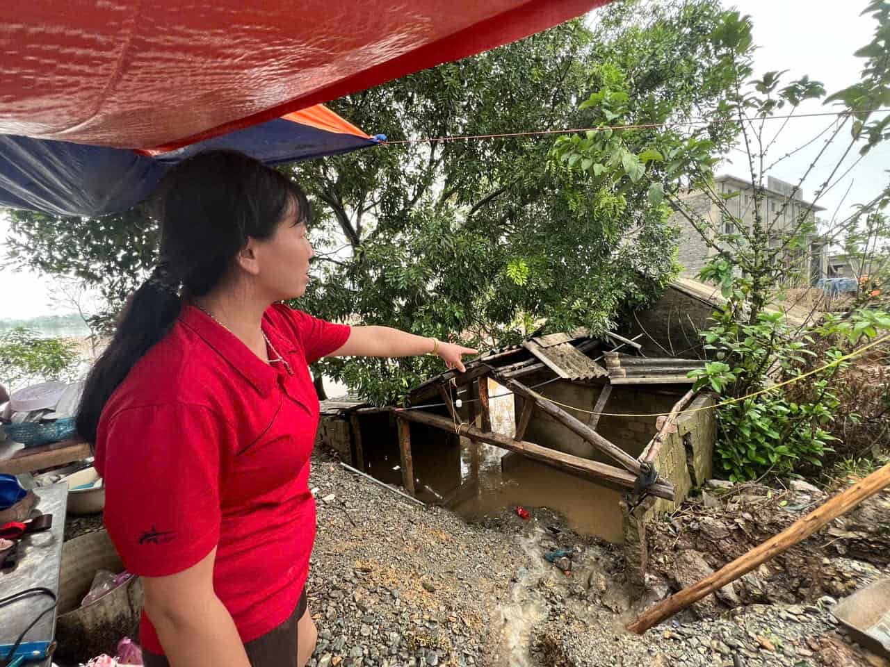 Last July, due to lack of preparation, floodwaters devastated her kitchen. The erosion is still there today.