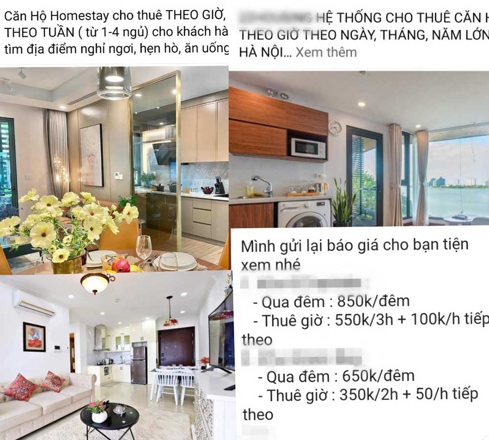 Dịch vụ cho thuê căn hộ chung cư theo giờ, theo ngày đang ngày nở rộ tại TP Hà Nội với nhiều mức giá khác nhau. Ảnh: Thu Giang