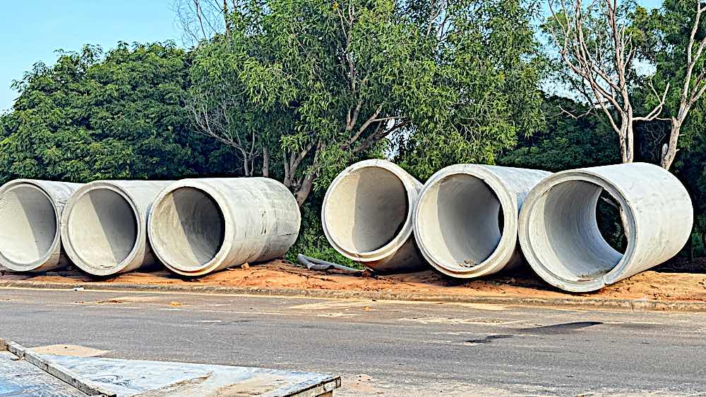 Sewer pipes waiting to be installed. Photo: Duy Tuan