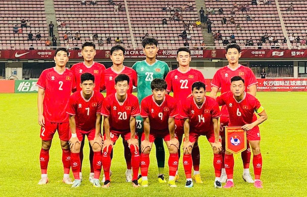 U22 Việt Nam trong trận gặp U22 Malaysia. Ảnh: VFF