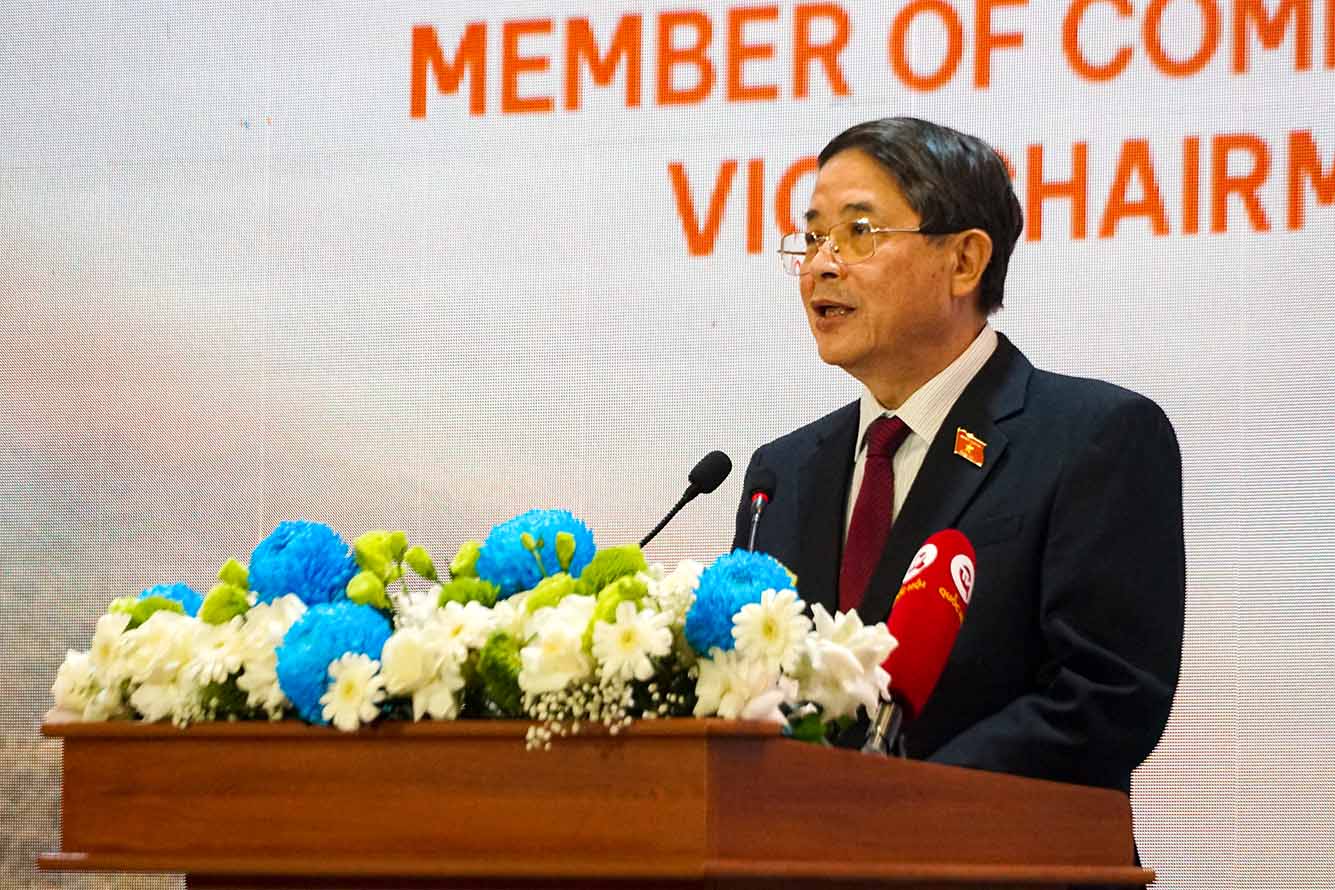 Ủy viên Trung ương Đảng, Phó Chủ tịch Quốc hội Nguyễn Đức Hải phát biểu tại Hội nghị. Ảnh: Tùng Giang