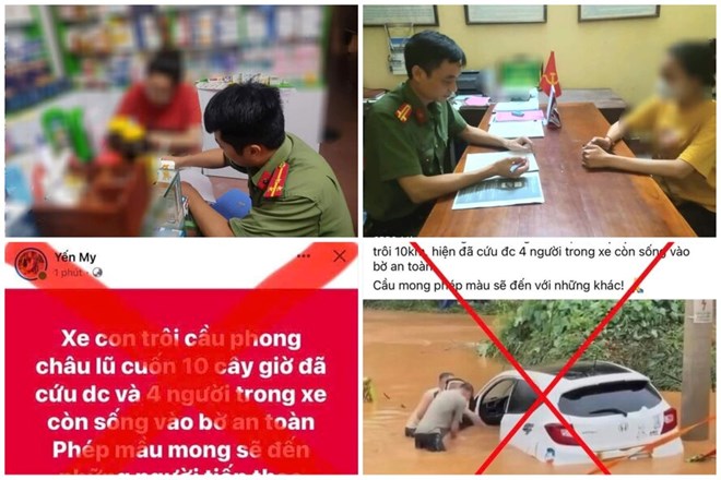 Nhiều người bị triệu tập vì đăng tải thông tin sai sự thật về bão lũ và vụ sập cầu Phong Châu. Ảnh: Công an tỉnh Phú Thọ