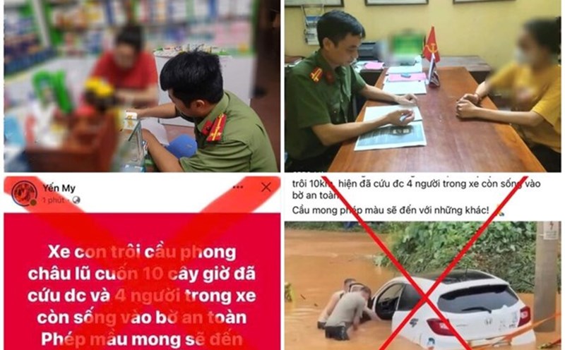 Nhiều người bị triệu tập vì đăng tải thông tin sai sự thật về bão lũ và vụ sập cầu Phong Châu. Ảnh: Công an tỉnh Phú Thọ