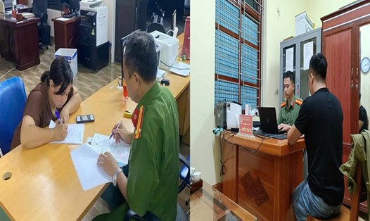 Các đối tượng Đoàn Như Quỳnh (trái) và Trần Doãn Luyện tại cơ quan Công an Lào Cai. Ảnh: Công an cung cấp