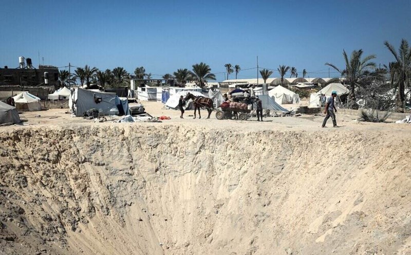 Địa điểm Israel không kích ở Al-Mawasi, Khan Yunis, phía nam Dải Gaza ngày 10.9. Ảnh: AFP