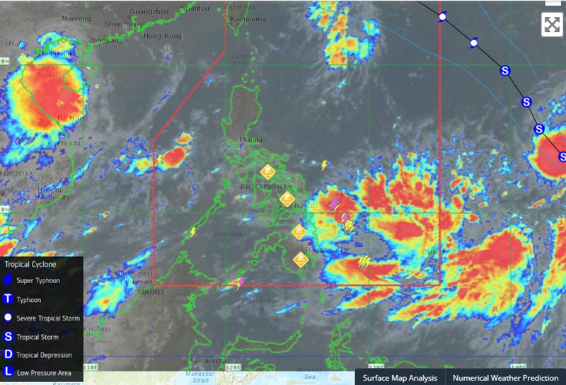 Bao Bebinca o Bien Dong co the manh len cap cuong phong. Anh: PAGASA