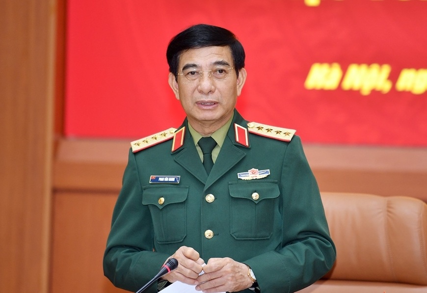 Đại tướng Phan Văn Giang gửi thư động viên cán bộ, chiến sĩ đang tham gia phòng chống, khắc phục hậu quả bão số 3. Ảnh: Trọng Hải