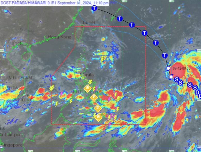 Vi tri hien tai cua con bao, duoc du doan se tiep tuc manh len trong nhung gio toi. Anh: PAGASA