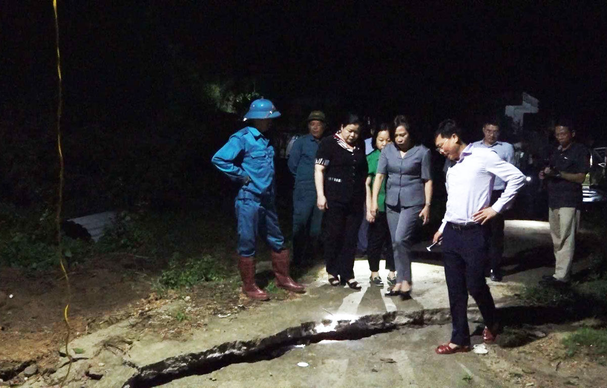 Điểm nguy cơ sụt lún thuộc tổ 7, khu 5, phường Quang Hanh, TP Cẩm Phả, tỉnh Quảng Ninh. Ảnh: Cổng TTĐT Cẩm Phả