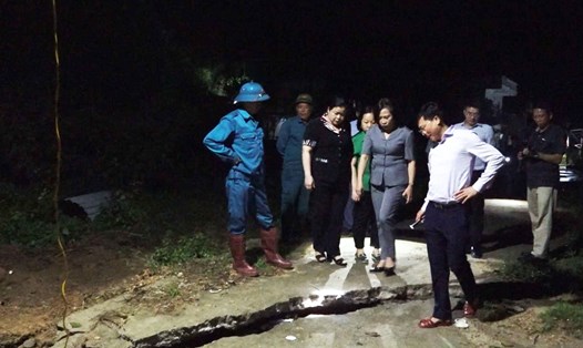 Điểm nguy cơ sụt lún thuộc tổ 7, khu 5, phường Quang Hanh, TP Cẩm Phả, tỉnh Quảng Ninh. Ảnh: Cổng TTĐT Cẩm Phả