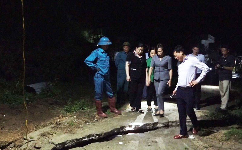 Điểm nguy cơ sụt lún thuộc tổ 7, khu 5, phường Quang Hanh, TP Cẩm Phả, tỉnh Quảng Ninh. Ảnh: Cổng TTĐT Cẩm Phả