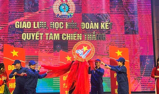 Một tiết mục dự thi tại Hội thi Chủ tịch Công đoàn cơ sở giỏi năm 2024 của Tổng cục Kỹ thuật. Ảnh: Kiều Vũ