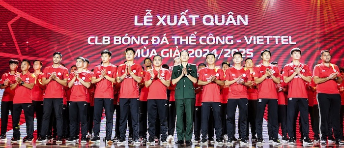 Cau lac bo The Cong Viettel tai le xuat quan thi dau mua giai 2024-2025. Anh: The Cong Viettel