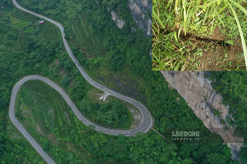 Cung đèo nổi tiếng ở Cao Bằng đối diện nguy cơ sạt lở. Ảnh: Tân Văn.