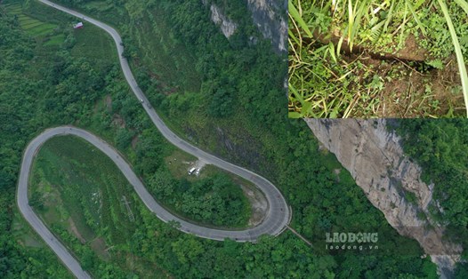 Cung đèo nổi tiếng ở Cao Bằng đối diện nguy cơ sạt lở. Ảnh: Tân Văn.